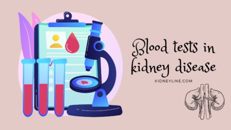Graphics of blood tests and a text that reads "blood tests in CKD"