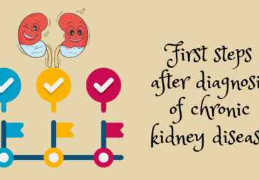 An image of a checklist and a text "first steps after diagnosis of chronic kidney disease."